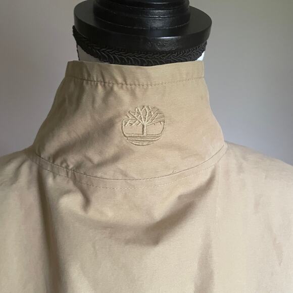 Timberland Khaki Tan Logo Fall Lightweight CASUAL Twill JACKET Mens XL - Picture 10 of 11
